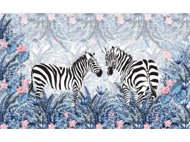 Fotobehang Vlies | Zebra, Modern | Blauw, Grijs | 368x254cm (bxh)