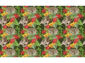 Fotobehang Papier Jungle | Groen, Rood | 254x184cm