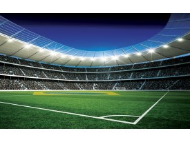 Fotobehang Papier Voetbal | Groen, Blauw | 254x184cm