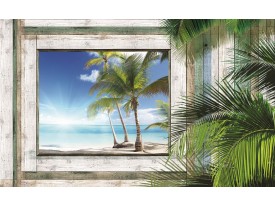 Fotobehang Strand | Groen, Grijs | 152,5x104cm