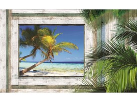 Fotobehang Strand | Groen, Grijs | 152,5x104cm