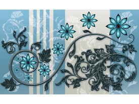 Fotobehang Bloemen | Blauw, Grijs | 104x70,5cm