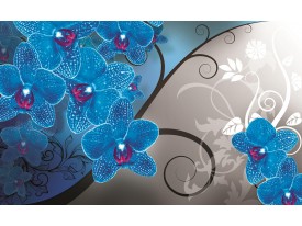 Fotobehang Vlies | Bloemen, Orchidee | Blauw, Grijs | 368x254cm (bxh)