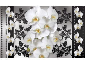 Fotobehang Bloemen, Orchideeën | Wit, Grijs | 104x70,5cm