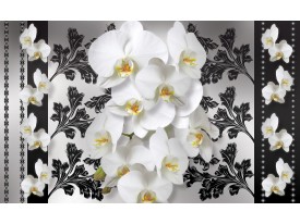 Fotobehang Vlies | Bloemen, Orchideeën | Wit, Grijs | 368x254cm (bxh)