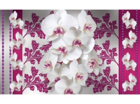 Fotobehang Papier Bloemen, Orchideeën | Roze, Wit | 254x184cm