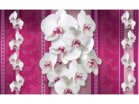 Fotobehang Papier Bloemen, Orchideeën | Roze, Wit | 368x254cm