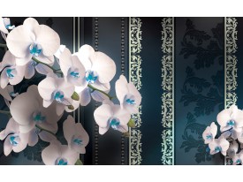 Fotobehang Papier Bloemen, Orchideeën | Turquoise | 254x184cm