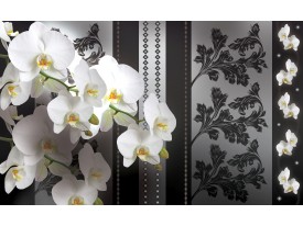 Fotobehang Papier Bloemen, Orchideeën | Grijs | 254x184cm