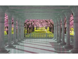 Fotobehang Bomen | Roze, Groen | 104x70,5cm