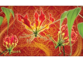 Fotobehang Papier Bloemen | Oranje, Rood | 254x184cm