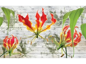 Fotobehang Bloemen | Grijs, Groen | 104x70,5cm
