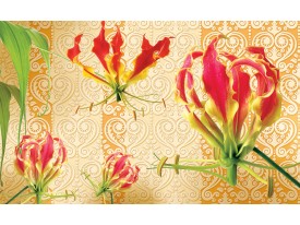 Fotobehang Papier Bloemen | Rood, Oranje | 254x184cm