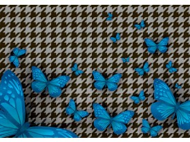 Fotobehang Papier Vlinder | Blauw, Grijs | 368x254cm