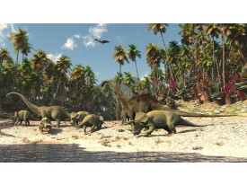 Fotobehang Papier Jungle, Dinosaurussen | Groen | 254x184cm