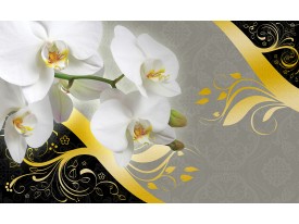 Fotobehang Papier Bloemen, Orchidee | Grijs | 254x184cm