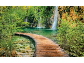 Fotobehang Papier Natuur, Waterval | Groen | 254x184cm