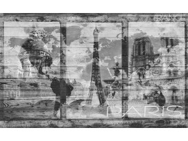 Fotobehang Papier Hout, Parijs | Grijs | 254x184cm