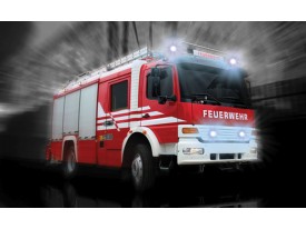 Fotobehang Brandweerauto | Zwart, Rood | 416x254