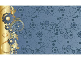 Fotobehang Papier Bloemen | Goud, Blauw | 254x184cm