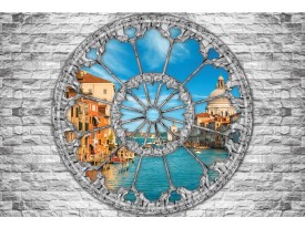Fotobehang Muur, Venetië | Grijs | 104x70,5cm