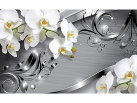 Fotobehang Papier Bloemen, Orchidee | Zilver | 254x184cm