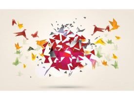 Fotobehang Papier Abstract, Origami | Geel | 254x184cm