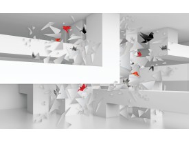Fotobehang Papier 3D, Origami | Wit | 368x254cm