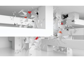 Fotobehang Vlies | 3D, Origami | Wit | 368x254cm (bxh)