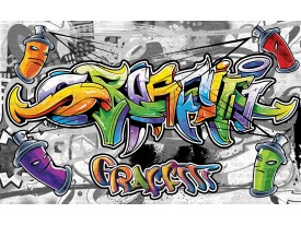 Fotobehang Graffiti | Grijs, Geel | 104x70,5cm