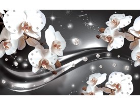 Fotobehang Papier Orchideeën, Bloemen | Zilver | 254x184cm