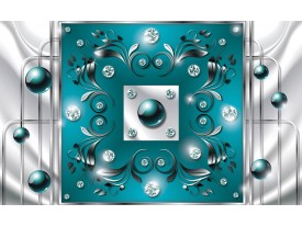 Fotobehang Modern, Slaapkamer | Zilver, Turquoise | 312x219cm