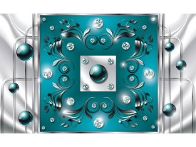 Fotobehang Modern, Slaapkamer | Zilver, Turquoise | 104x70,5cm