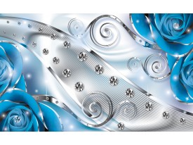 Fotobehang Design, Rozen | Zilver, Blauw | 208x146cm