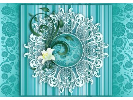 Fotobehang Papier Bloem, Modern | Turquoise | 254x184cm
