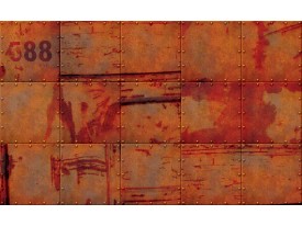 Fotobehang Papier Industrieel, Metaallook | Oranje | 254x184cm