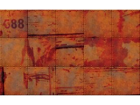 Fotobehang Vlies | Industrieel, Metaallook | Oranje | 368x254cm (bxh)