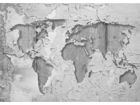 Fotobehang Papier Wereldkaart, Muur | Grijs | 368x254cm