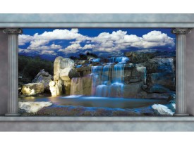 Fotobehang Vlies | Waterval, Natuur | Blauw | 368x254cm (bxh)