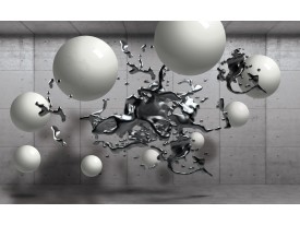 Fotobehang Papier Abstract, 3D | Zilver | 254x184cm