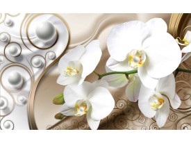 Fotobehang Vlies | Orchidee, Bloemen | Zilver, Goud | 368x254cm (bxh)