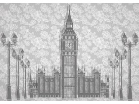 Fotobehang Papier Big Ben | Grijs | 254x184cm