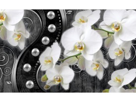 Fotobehang Papier Orchidee, Bloemen | Wit, Zwart | 254x184cm