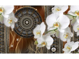 Fotobehang Papier Klassiek, Orchidee | Bruin | 254x184cm