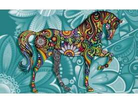 Fotobehang Papier Paard | Turquoise | 254x184cm