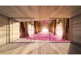 Fotobehang Papier Boom, Natuur | Roze | 254x184cm