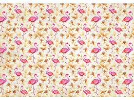 Fotobehang Papier Flamingo, Bloemen | Roze | 254x184cm