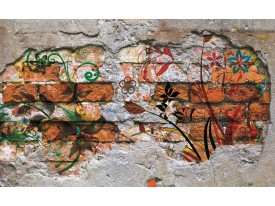 Fotobehang Papier Graffiti | Oranje | 254x184cm