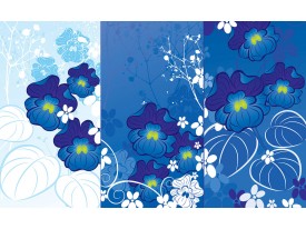 Fotobehang Papier Bloemen | Blauw | 368x254cm