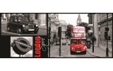 Fotobehang London | Zwart, Rood | 250x104cm